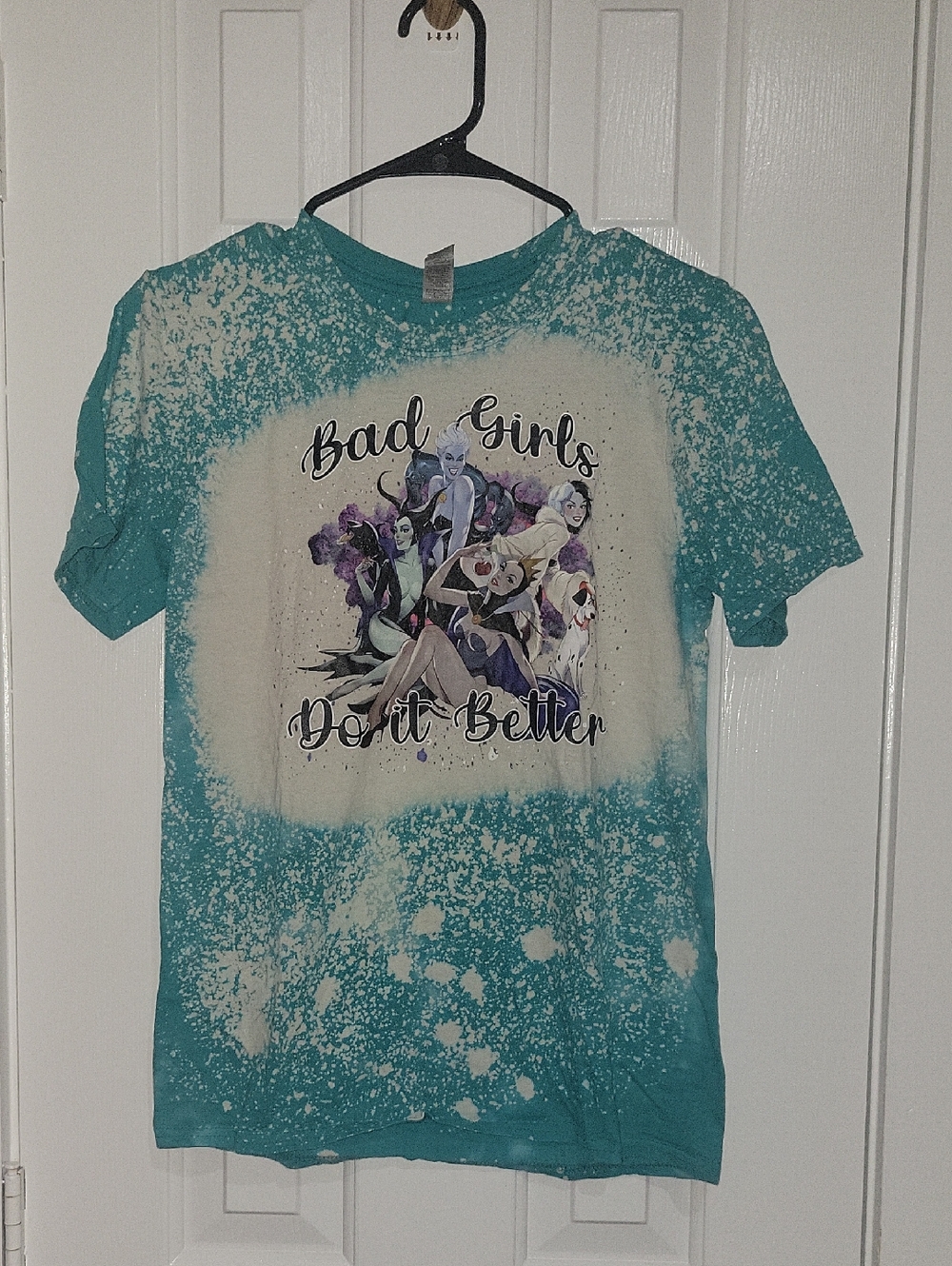 Teal Bleached Disney Villains Graphic Tee "Bad Girls Do It Better"